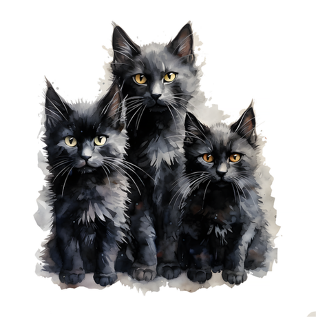 Nadruk Trzy czarne koty - Przód