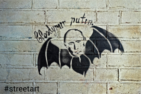 Nadruk StreetArt Putin Nietoperz 2022 - Przód